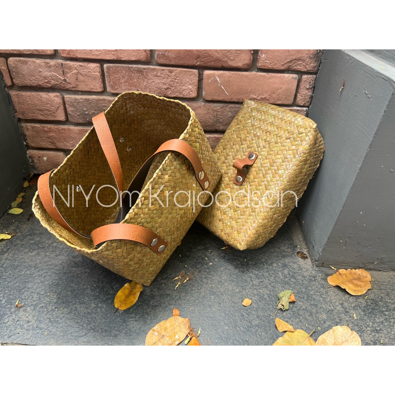 กล่องปิคนิคกระจูดขนาด9*7นิ้วสีธรรมชาติ