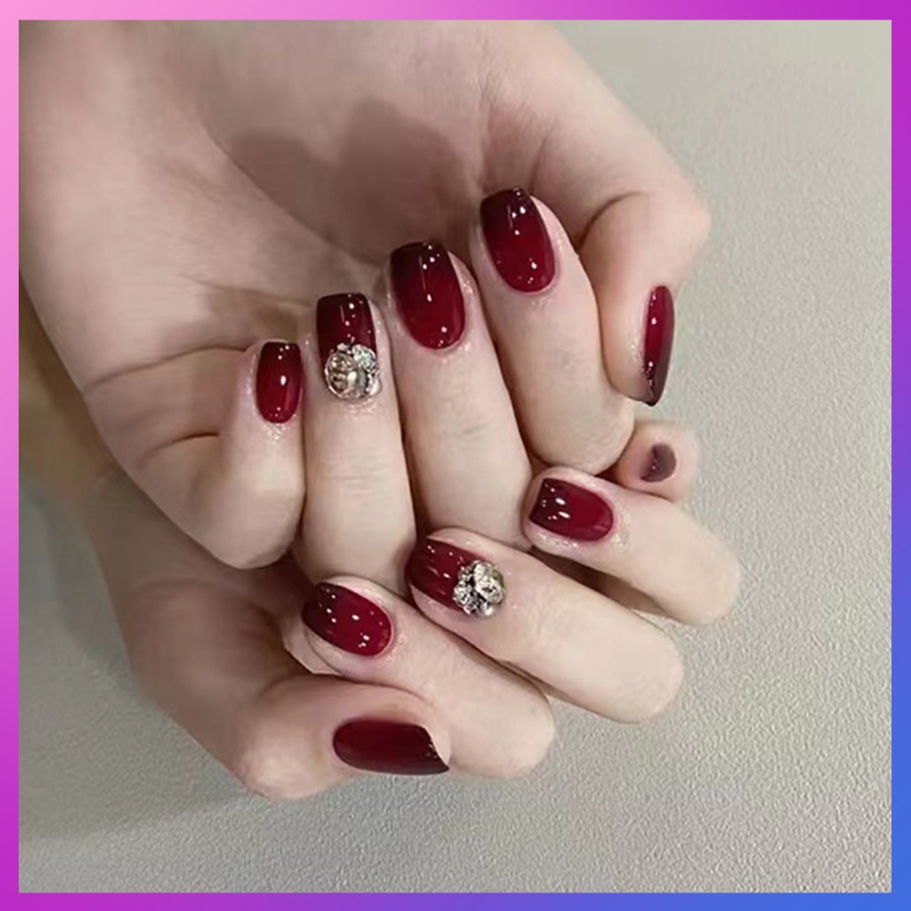 ผลิตภัณฑ์ใหม่ทำเล็บ[DD205]เล็บปลอม 3D สไตล์โมเดิร์นใช้งานง่าย กล่องละ 24 ชิ้น