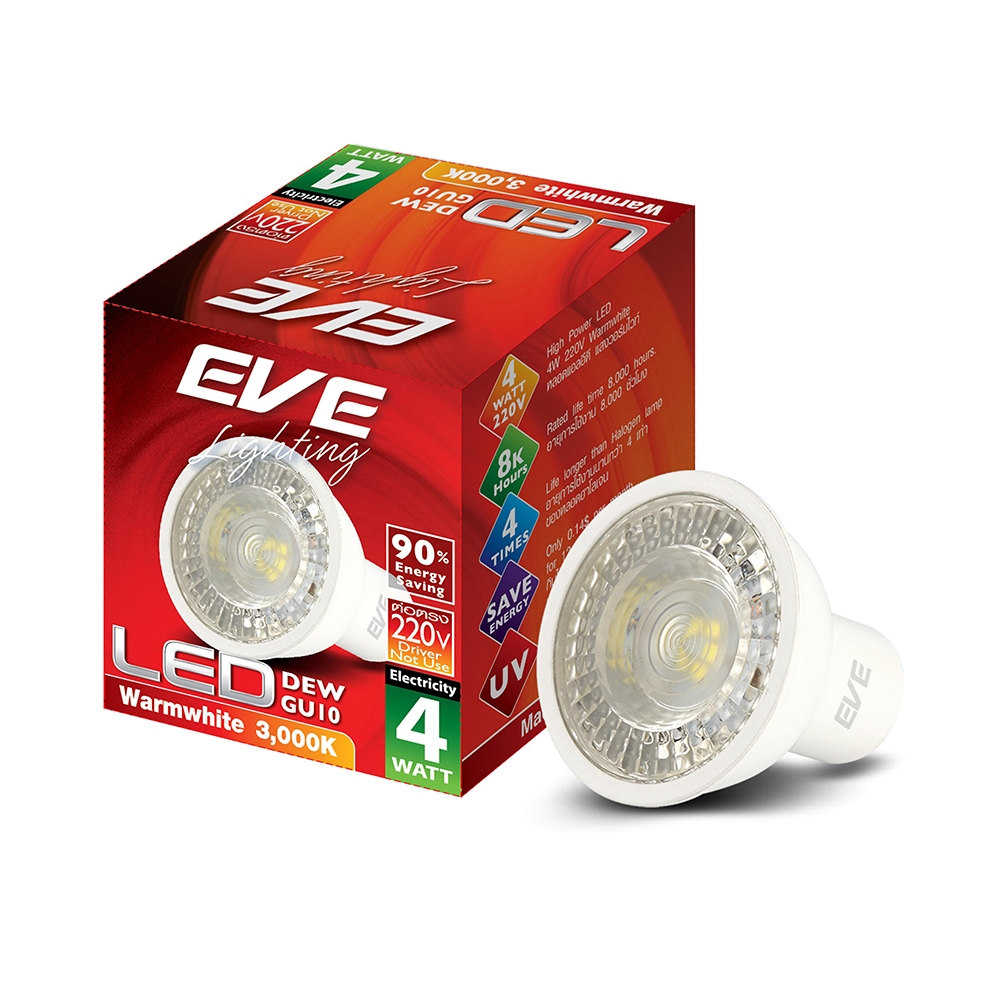 หลอดไฟ LED MR16 EDW GU10 ดิว EVE 220V 4W 545601 เดย์ไลท์ Daylight - GRANDHOMEMART