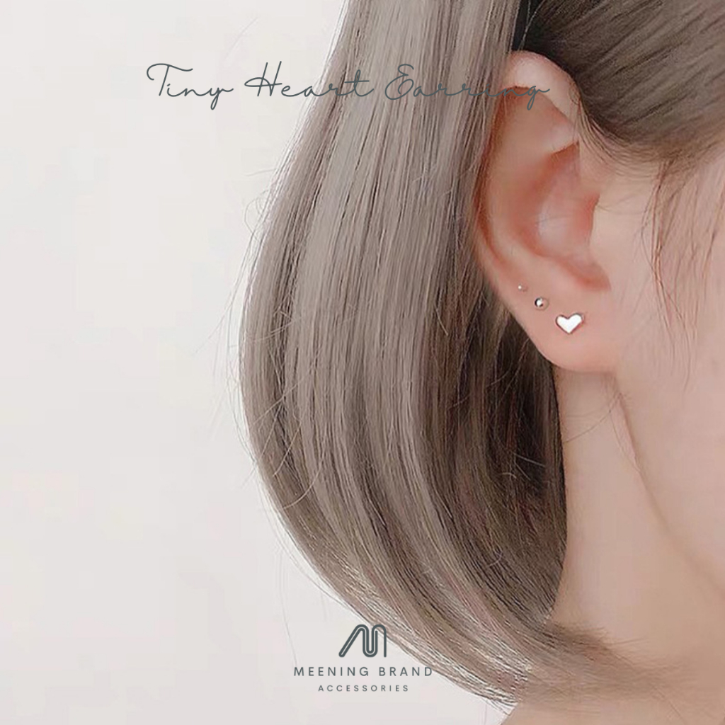 MeeningBrand ❥ ต่างหูTINY HEART SILVER [06-0002]