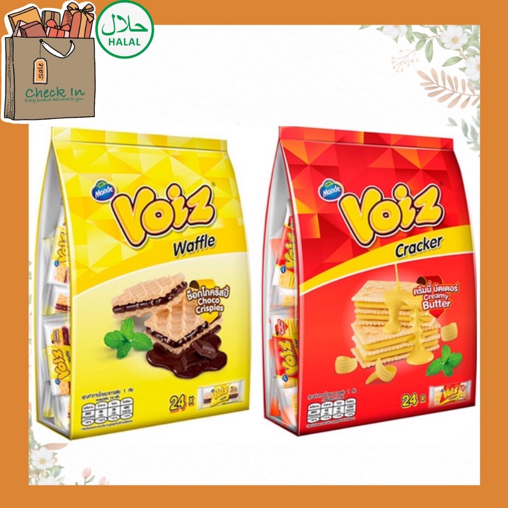 ขนม Voiz Cracker Creamy Butter Chocolate วอยซ์ แครกเกอร์ครีมมี่บัตเตอร์ ช็อกโกคริสปี้ (แพ็คครอบครัว) (7g x24 ชิ้น)