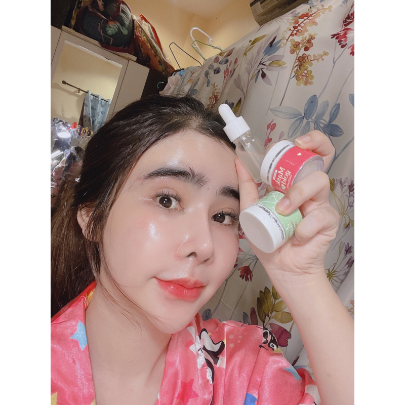 ครีมหน้าเด็กไนท์ครีม10g.+เซรั่มลดสิวหน้าเงา10g.+ มาส์กhappy5g.