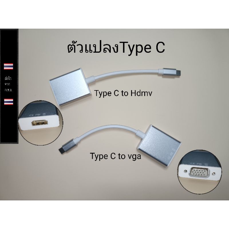 ตัวแปลงหัว Type C to VGA 1080P USB C to VGAและType C to HdMi 4k USB C to Hdmv
