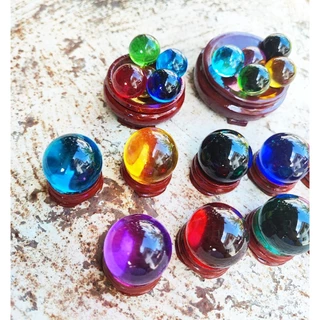 ลูกแก้วสี คริสตัล ลูกแก้วเคลือบสี ขนาด 2,3,4 เซน พร้อมฐานไม้วาง เสริมฮวงจุ้ย ตั้งบูชา 💸💸เก็บโค๊ดส่วนลดหน้าร้านได้ค่ะ💸💸