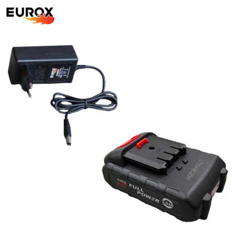 EUROX แบตเตอรี่เครื่องตัดหญ้าไร้สาย และ แท่นชาร์จแบตเตอรี่เครื่องตัดหญ้าไร้สาย 21V