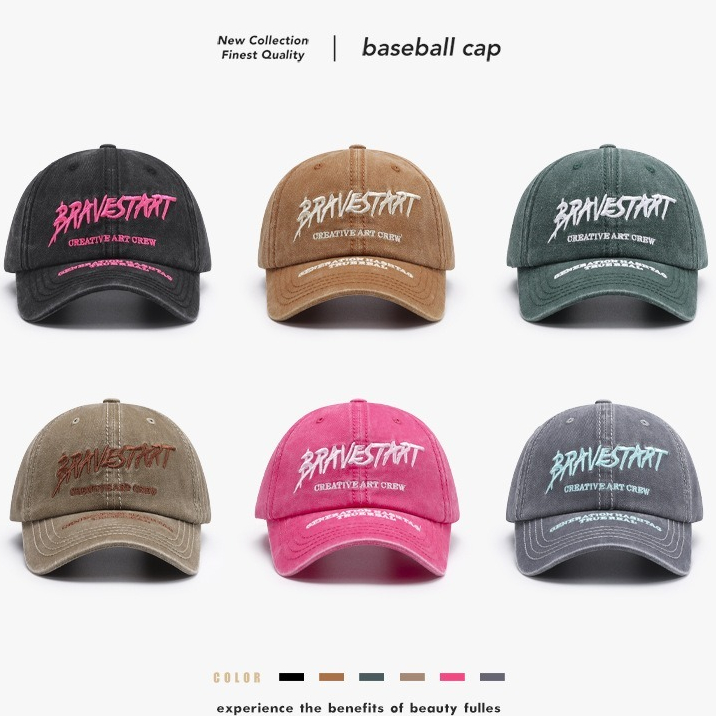 หมวกแก๊ปเบสบอลปัก BRAV มี 6 สี สไตล์เกาหล