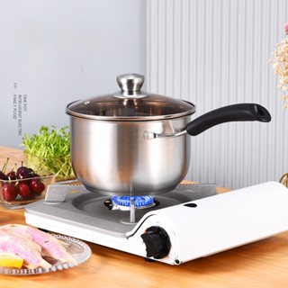 หม้อสแตนเลสแบบหนา พร้อมฝา  มีด้ามกันความร้อน หม้อต้มนม หม้อโ…