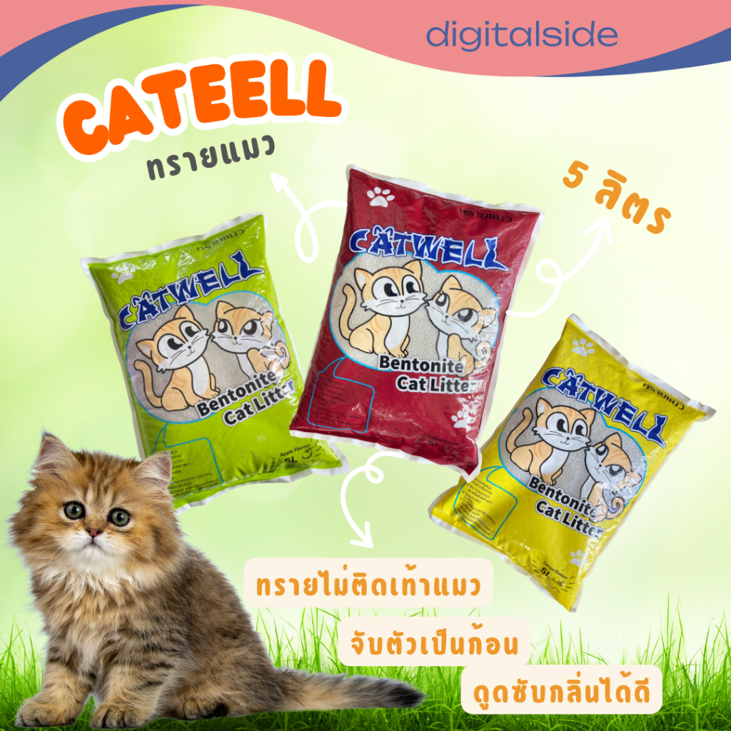 ทรายแมว PET CAT WELL ทรายแมวคุณภาพดี ทรายแมวฝุ่นน้อย ขนาด 5 ลิตร