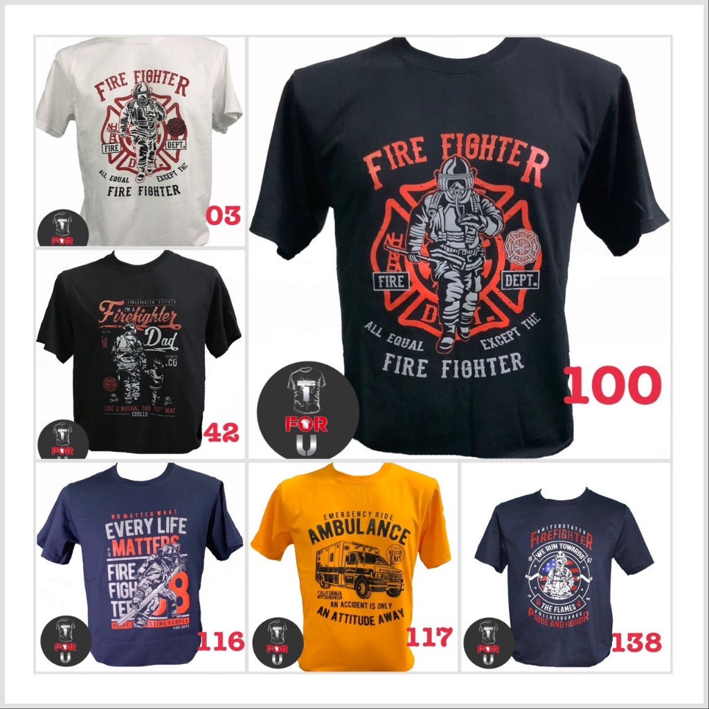 เสื้อยืดลายนักดับเพลิง ผ้าคอตต้อน 100% สวมใส่สบาย ราคาถูก