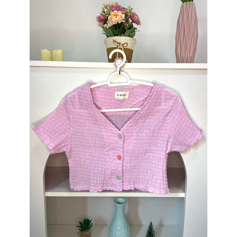 เสื้อครอปผ้าย่นG-rose