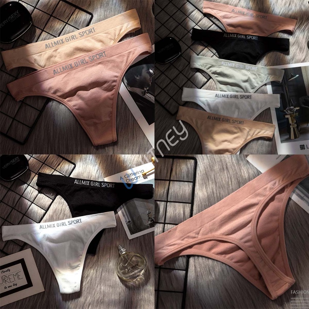 กางเกงในจีสตริงผู้หญิง(G-string) ALLMIX GIRL SPORT สีหวาน ผ้า Nylon (EUW47)