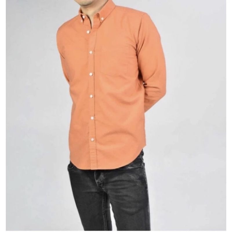 เสื้อเชิ้ตErawon รุ่นOxford antibacterial size M สีส้มชาไทย