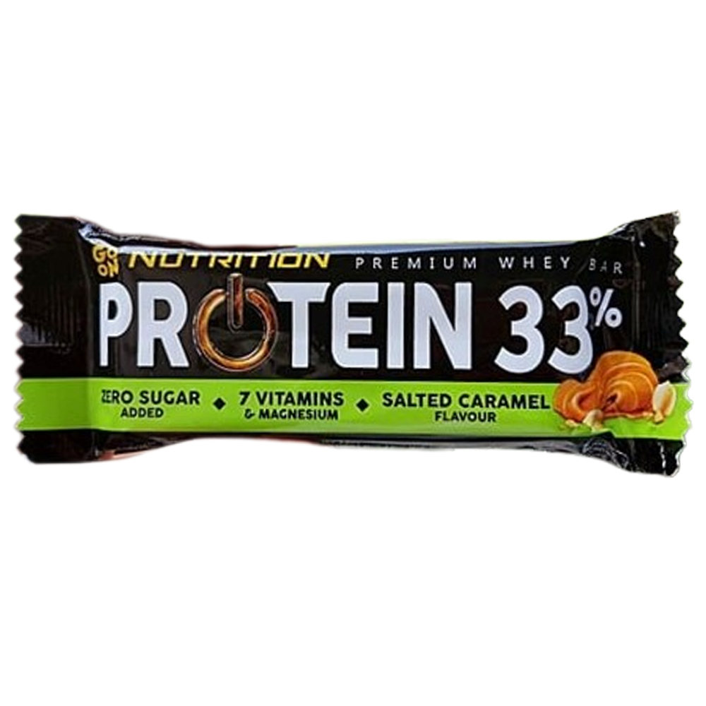 Protein 33% Go On Protein Premium Whey Bar Protein 33% Zero Sugar Salted Caramel Protein Bar 50g คาร