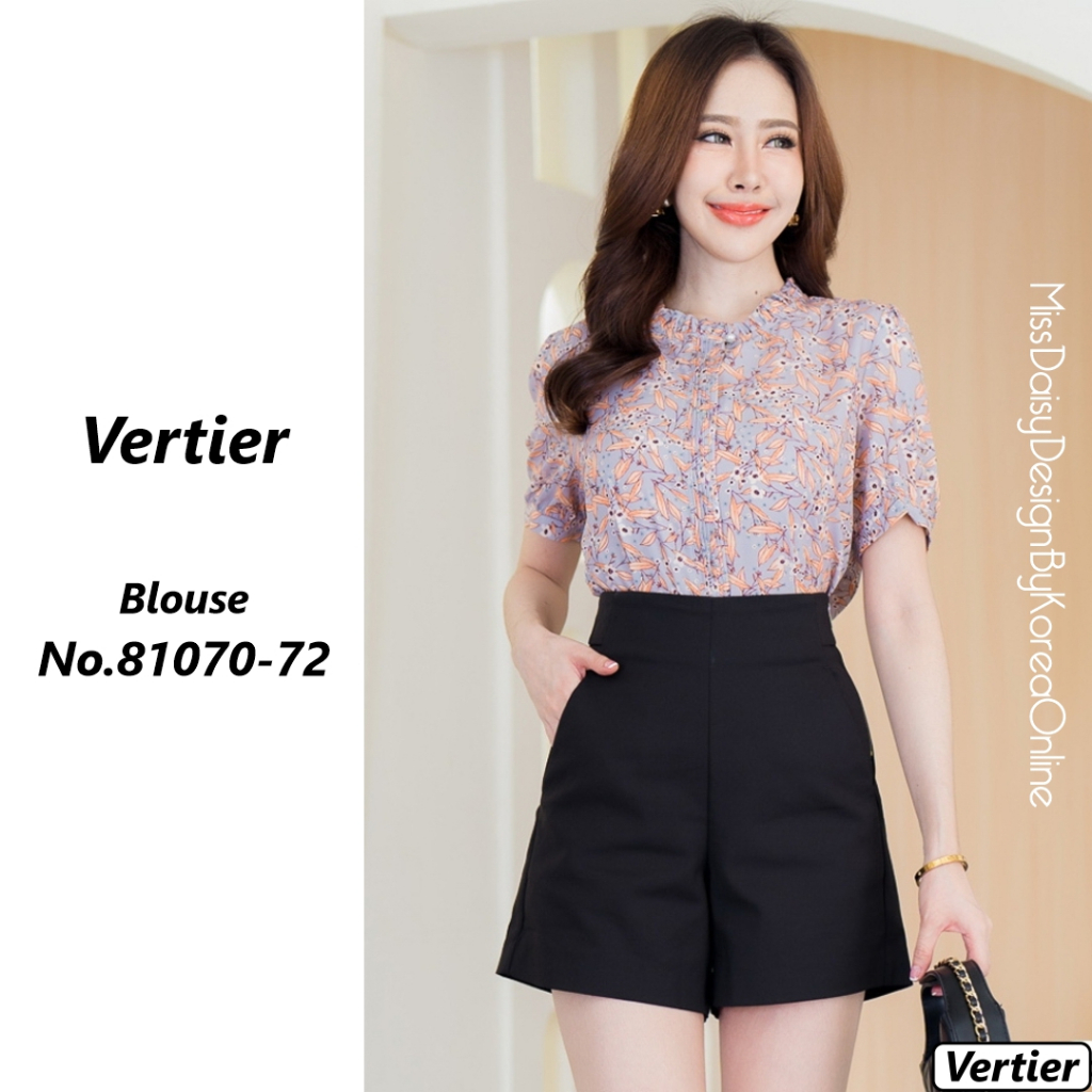 Vertier เสื้อแขนสั้นผ้าพิมพ์ลาย No.81070 ผ้า Satin Chiffon