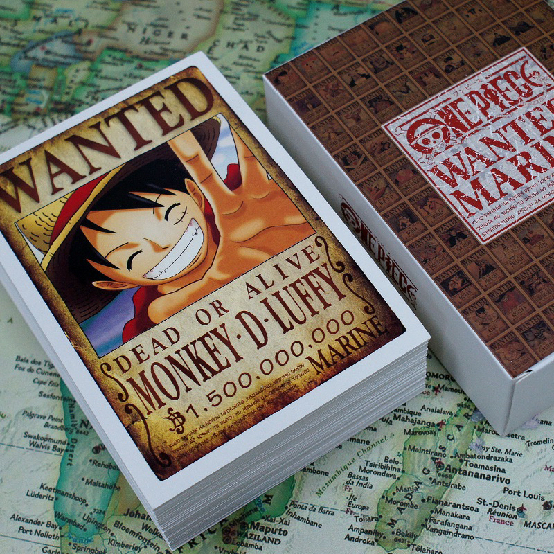 ส่งจาก กทม.postcard onepiece วันพีช ใบประกาศค่าหัว 100ใบ วันพีซ ลูฟี่ ค่าหัว | One Piece Wanted Poster Luffy