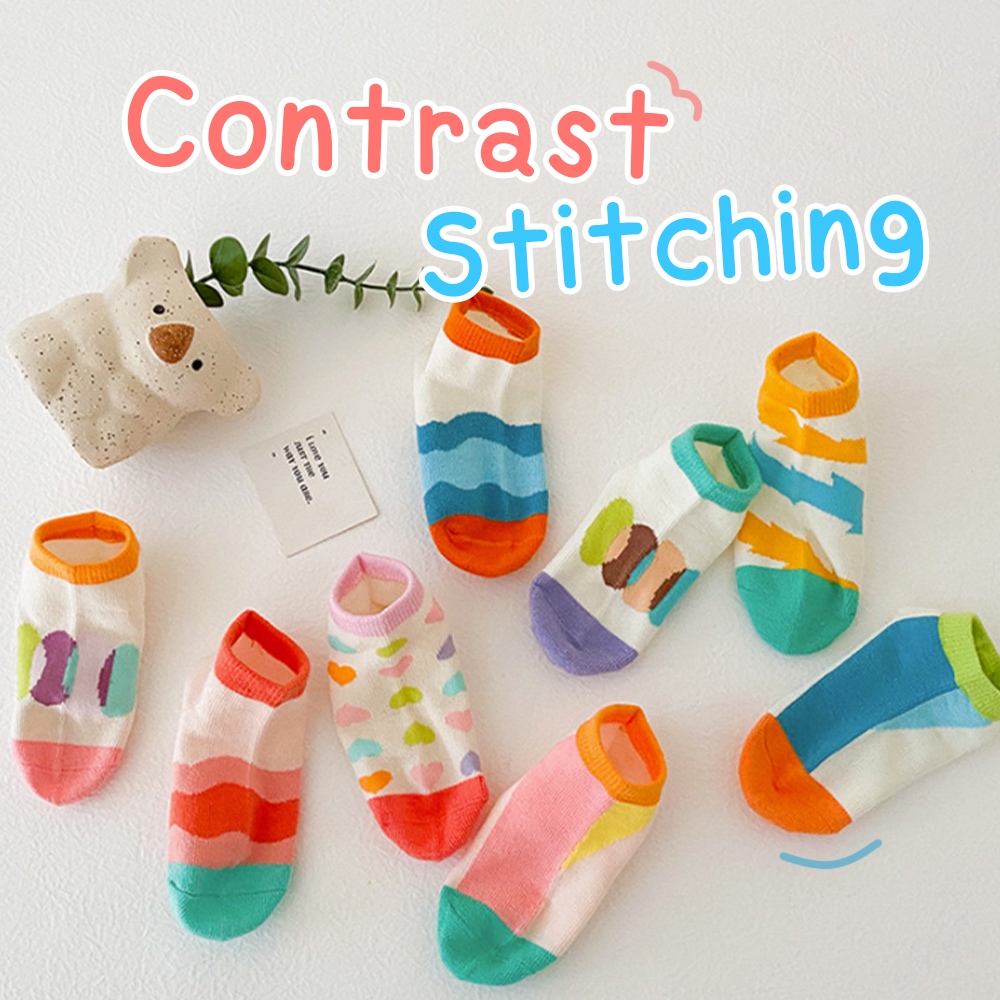 kiss.a.kid ถุงเท้าเด็ก ข้อสั้น : ลาย contrast stitching