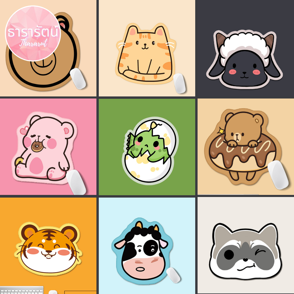 Thararut แผ่นรองเมาส์ แผ่นรองเมาส์โน๊ตบุ๊ค ลายสัตว์น่ารัก