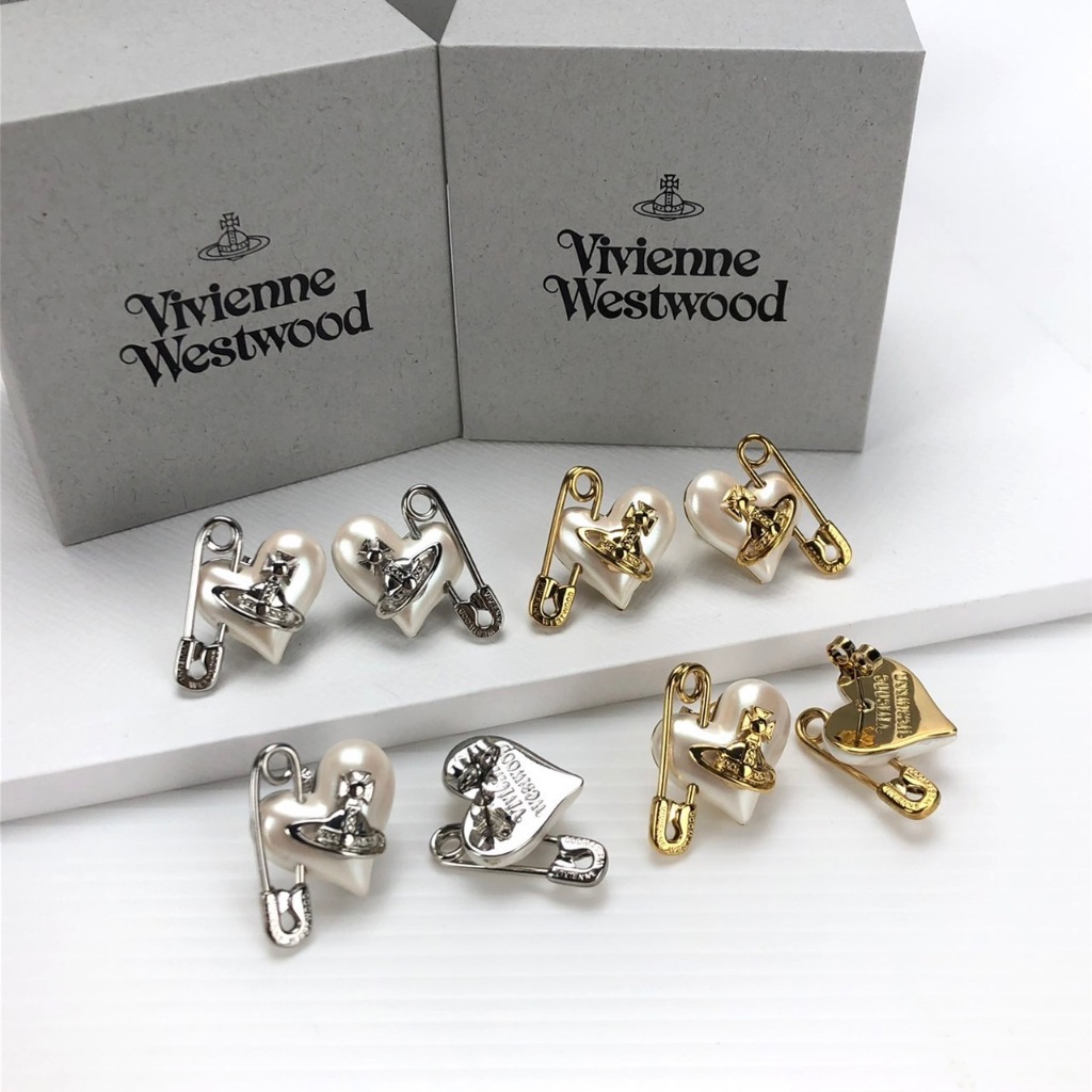 *สอบถามstockก่อนกดสั่ง Vivienne Westwood earrings ของแท้ วิเวียน ต่างหู เข็มกลัด หัวใจ ของแท้ เงิน ทอง ของขวัญ ผู้หญิง