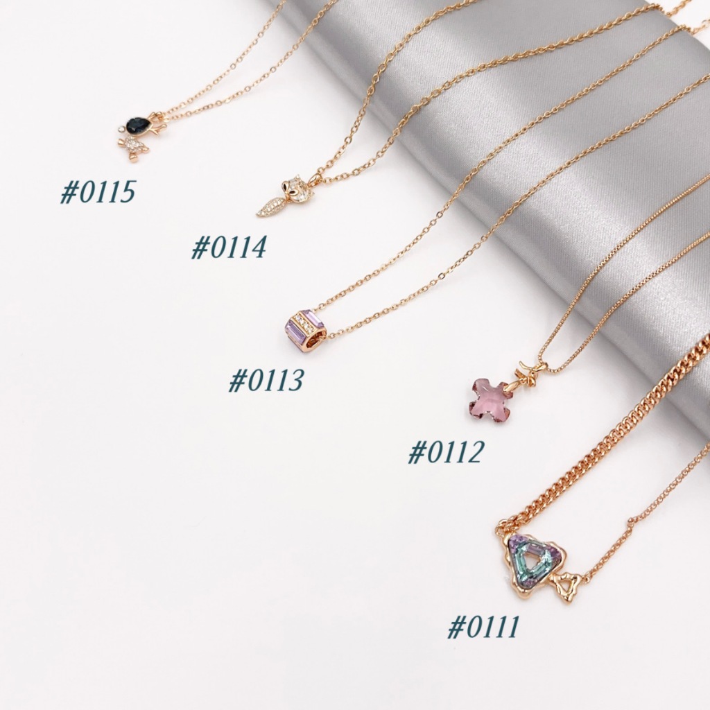 47 เครื่องประดับแฟชั่น สร้อยคอผู้หญิงชุบทอง 24K จี้คริสตัล