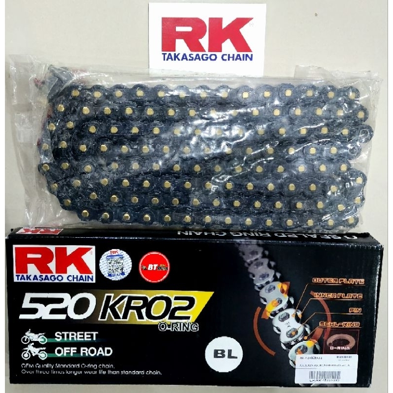 โซ่ RK 520 KRO2  O-Ring สีดำหมุดทอง