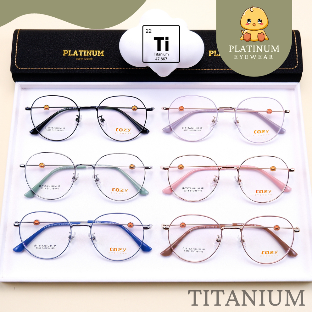 กรอบแว่นตาไทเทเนียม​ COZY​ ของแท้​ 100% Titanium​ IP​ รุ่นใหม่หนากว่าเดิม น้ำหนักเบา​ มีบริการตัดเลนส์สายตา รุ่น5313