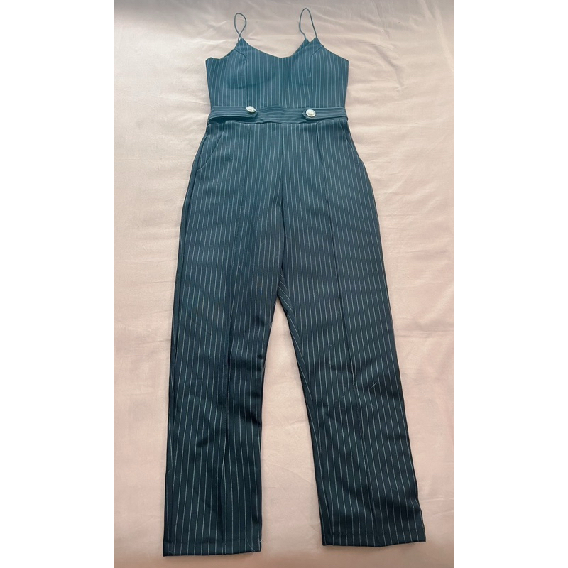 DRESS UP จั้มขายาวมือสอง Size s-m ยืดใส่สบาย อก 32-36 มีดันทรง เอว 26-27 สะโพก 38 ขาเดฟเข้ารูปสีดำลา