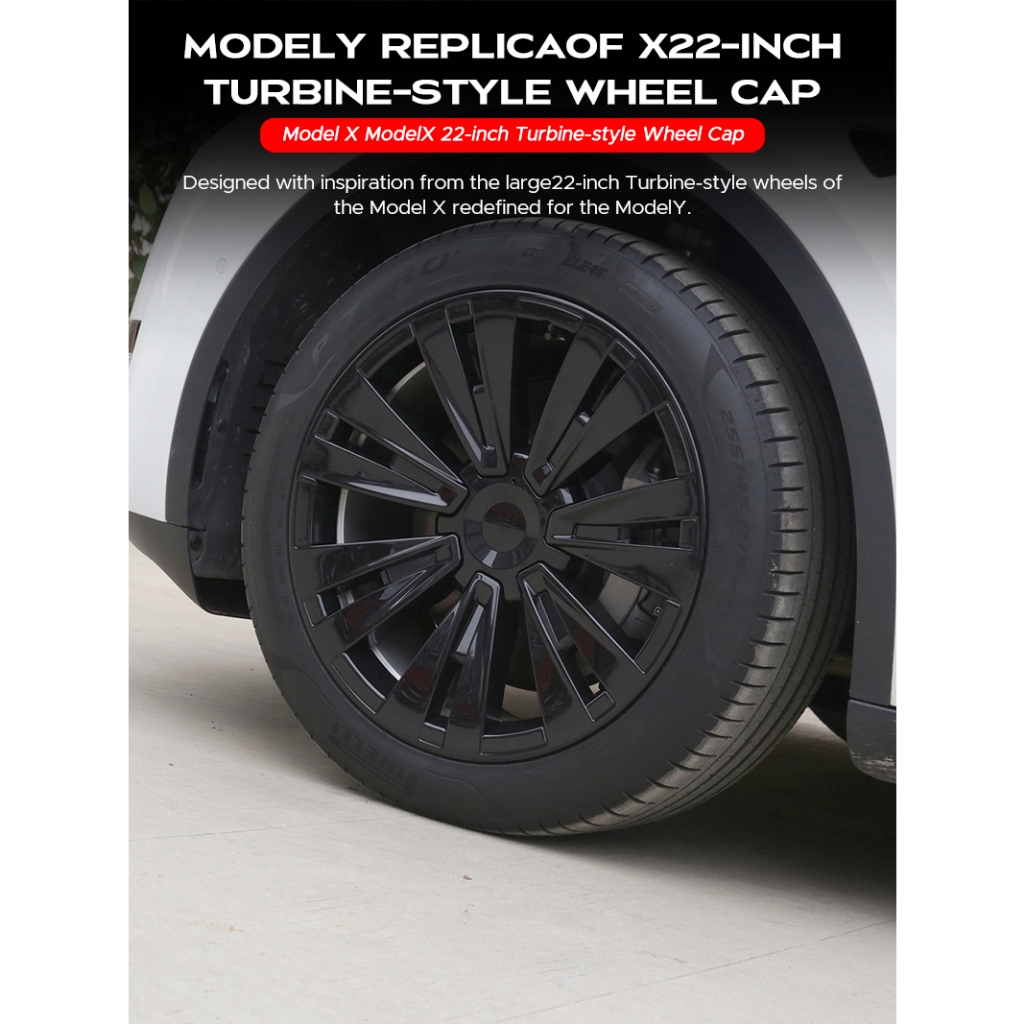 Tesla ฝาครอบล้อ ขนาด 19" ตรงรุ่นสำหรับ Model Y ดีไซน์สไตล์ Model Plaid เรียบหรู ติดตั้งง่าย แน่นหนา ไม่หลุดระหว่างขับ ไร