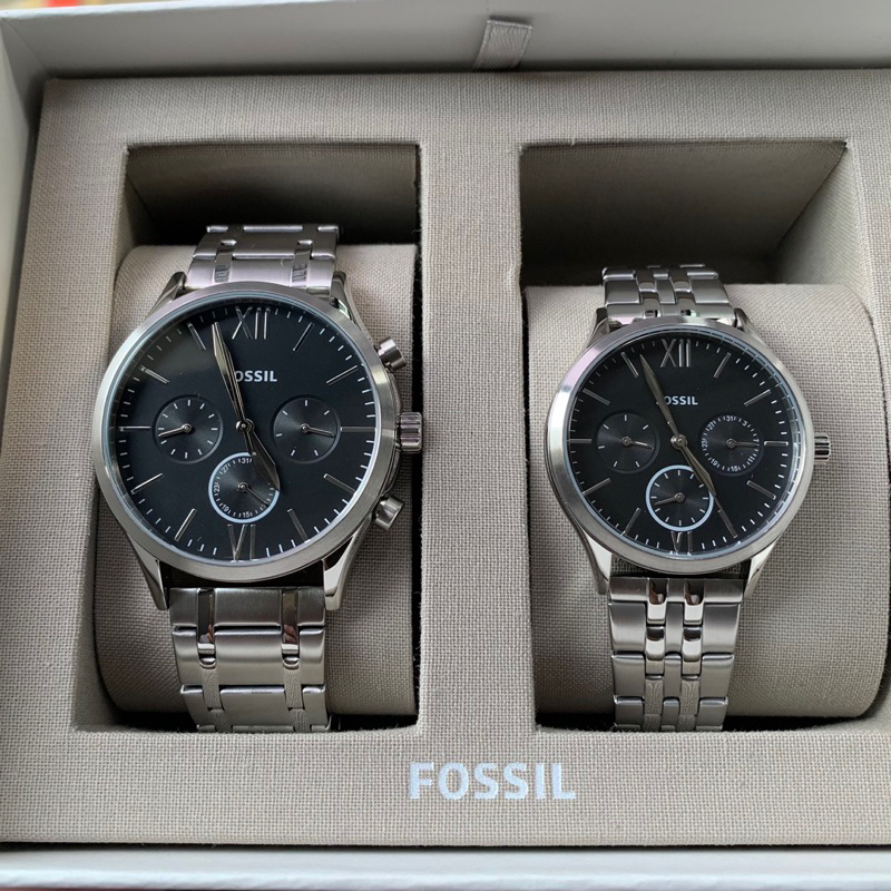 [[พร้อมส่ง📦แท้💯%]] Fossil bq2468set His and Her Fenmore Multifunction Stainless Steel Watch Gift Set