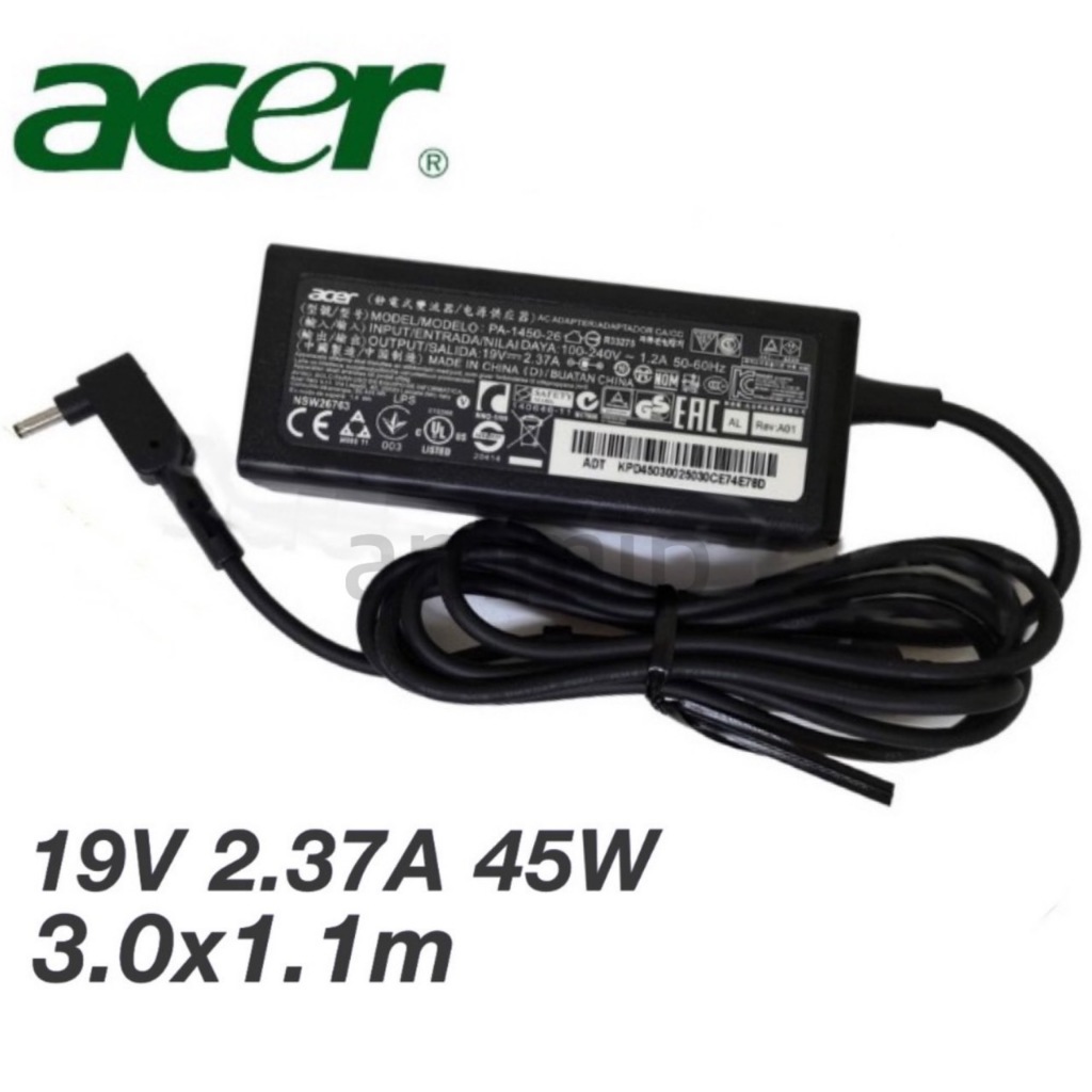 อะแดปเตอร์ เอเซอร์  Adapter 45W 19V / 2.37A  หัว 3.0*1.1mm พร้อมส่ง