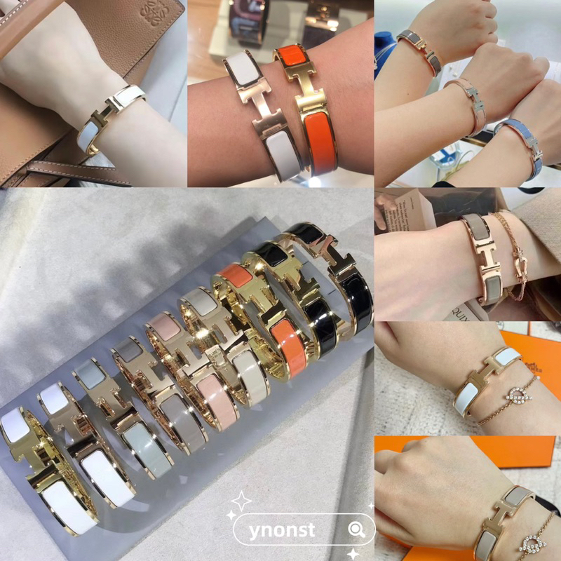 💯  100% Genuine HERMES Clic H Logo Gold/Rose Gold Bracelet