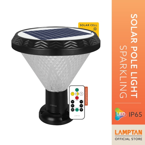 LAMPTAN โคมไฟหัวเสาพลังงานแสงอาทิตย์ LED SOLAR POLE LIGHT MULTI COLOR &amp; RGB รุ่น SPARKLING 40W 10แสงในโคมเดียว ควบคุมแสงด้วยรีโมท