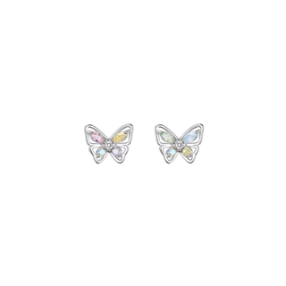 MNL💗ต่างหูแป้น Rainbow Butterfly ผีเสื้อรุ้ง เครื่องประดับมินิมอล แฟชั่นเงินแท้ ไม่ลอกดำ ใส่ทุกวัน วันเกิด ของขวัญ