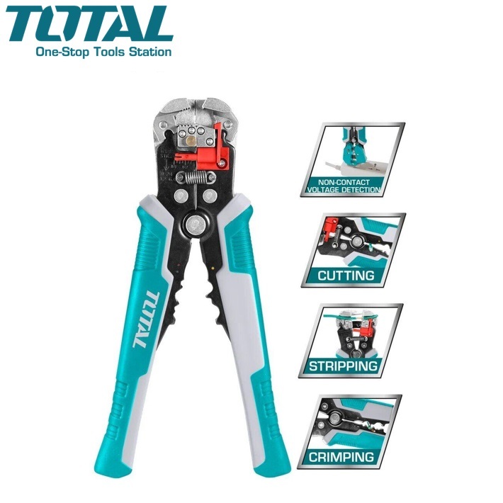 TOTAL คีมอเนกประสงค์ 4 in 1 ขนาด 8 นิ้ว ( ตัด + ปอก + ย้ำ + วัดกระแสไฟ ) รุ่น THT152429 (Intelligent