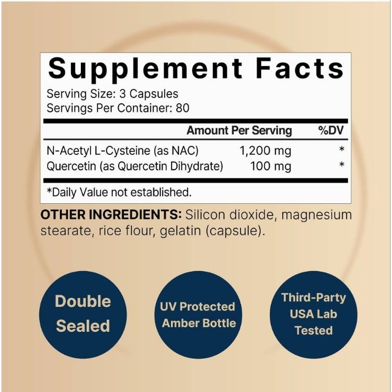 💥พร้อมส่ง💥NAC Supplement with Quercetin 1200 mg, 240 แคปซูล