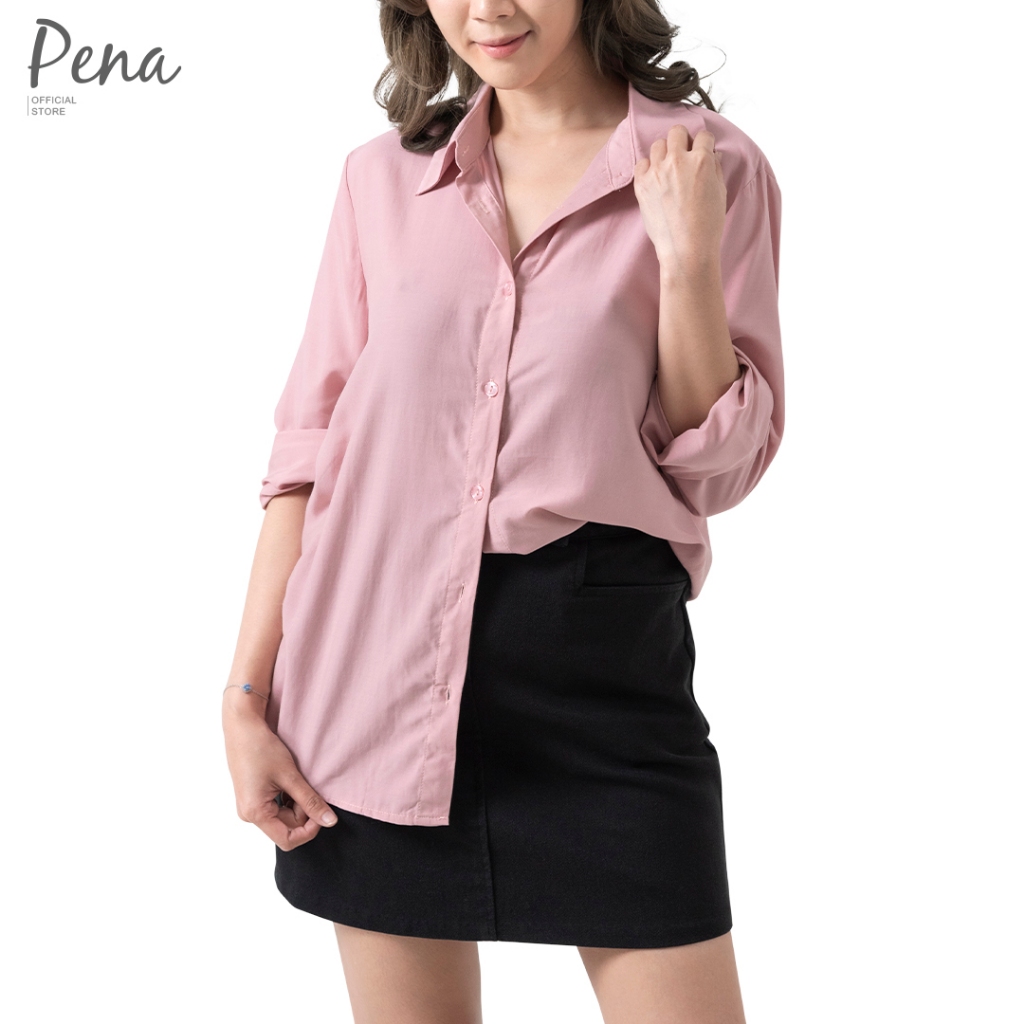 Pena house เสื้อเชิ๊ตผู้หญิง แขนยาวสีพื้น รุ่น POSL092301