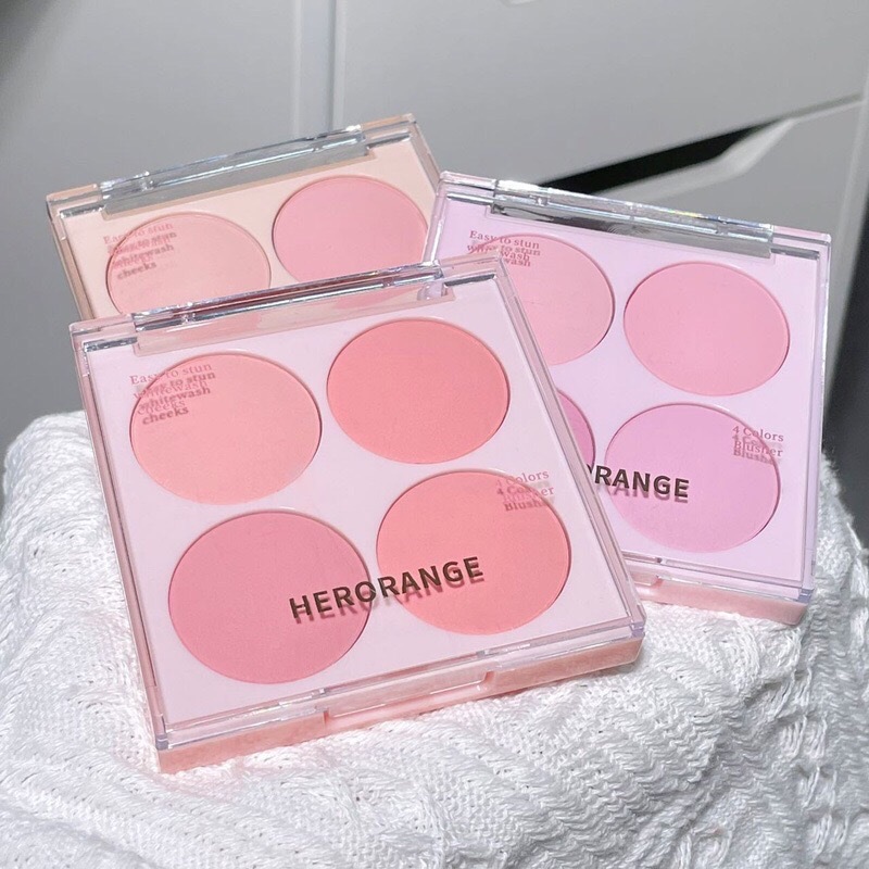 HR561 เฮอร์ออเรนจ์ พาเลท บลัชออน 4 สี Herorange Easy To Stun Whitewash Cheeks 4 Colors Blusher