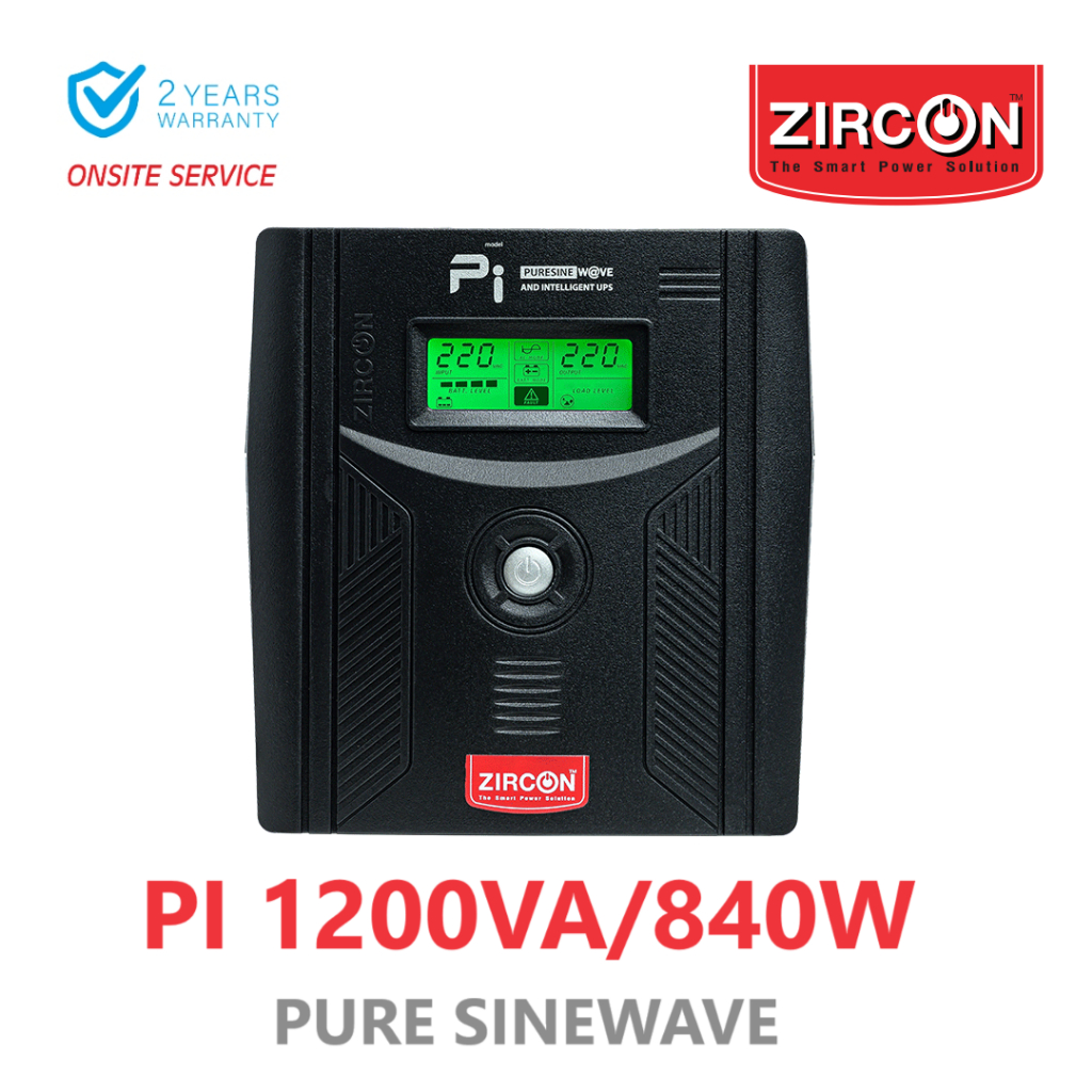 ZIRCON UPS PI 1200VA/840W สำหรับคอมประกอบ/PSU80+/iMac/PS4/RIG/ Pure Sine Wave 100%/Service Center ปร