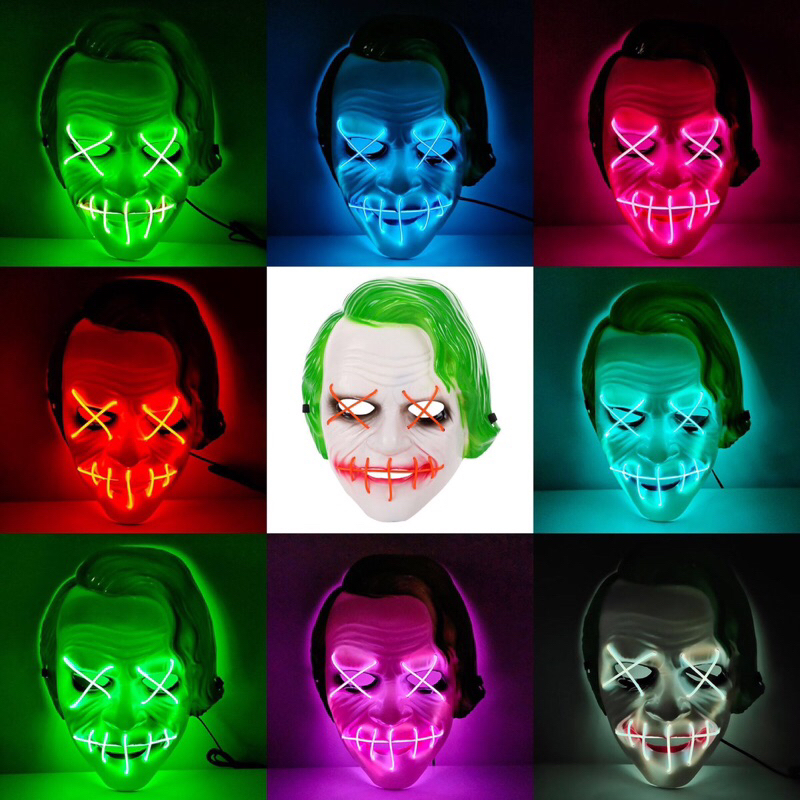 หน้ากากโจ๊กเกอร์ สินค้าพร้อมส่งในไทย!!! หน้ากากมีไฟLED หน้ากากแฟนซี พร็อพฮาโลวีน ของตกปติงHalloween หน้ากาก