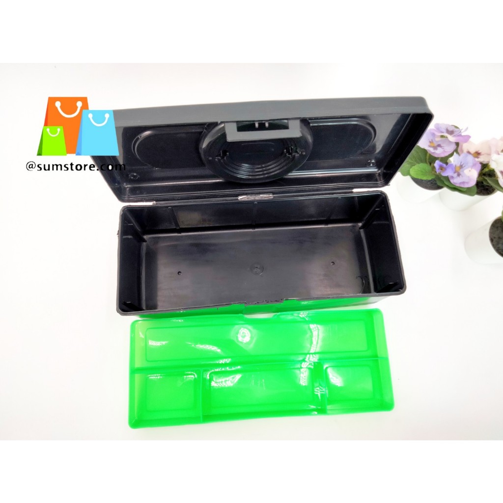 กล่องเครื่องมือ2ชั้น สีดำ (กxยxส) 12x30x10 CM. คละสี - รูปที่ 3