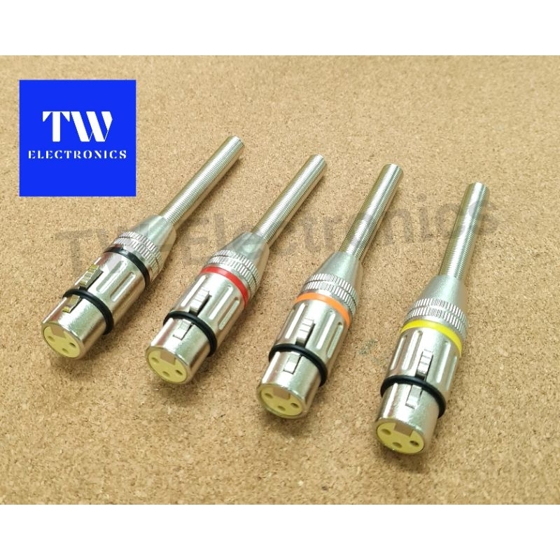 XLRตัวเมียท้ายสปริงคาดสี,แจ็คXLRตัวเมีย,หัวแคนนอนตัวเมีย,แจ็คไมโครโฟน3ขา,XLR Female (1ชิ้น)