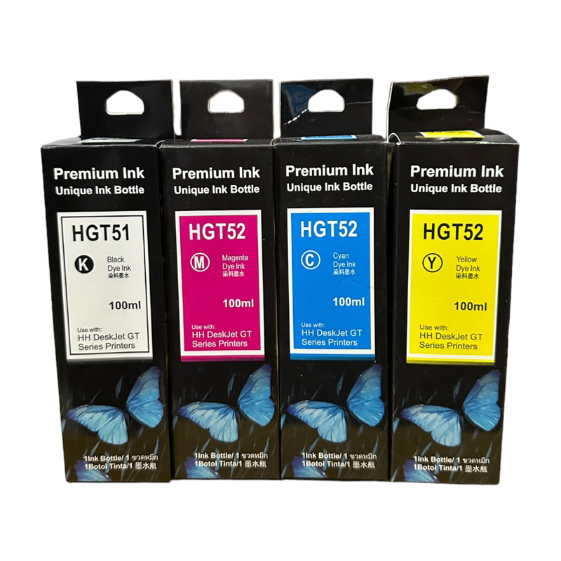 หมึกเติม Hp รุ่น GT5810,GT5820 4 สี  HP GT51 HP GT 52 C M Y(เติมhp ได้ทุกรุ่น)สีละ 100ml