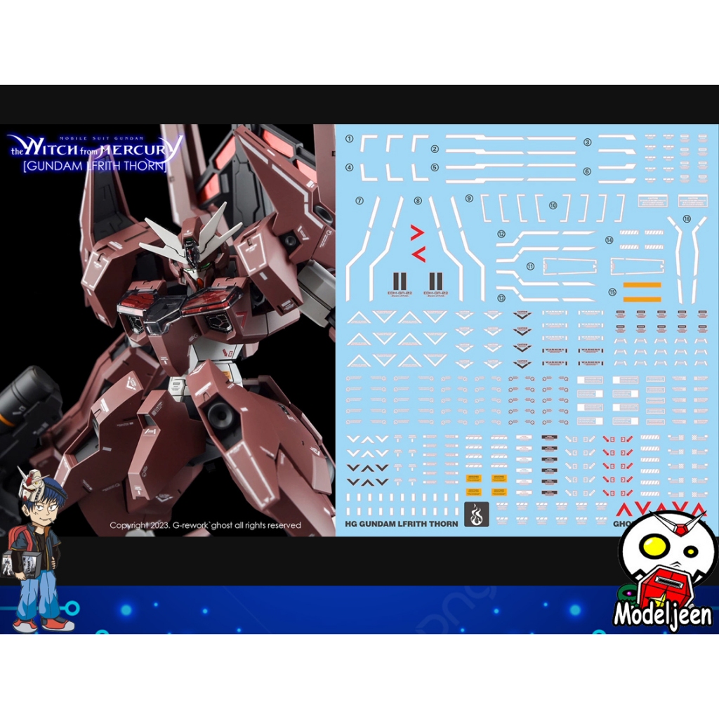 (Ghost Decal) Water Decal 160 HG1/144 Gundam Lfrith Thorn