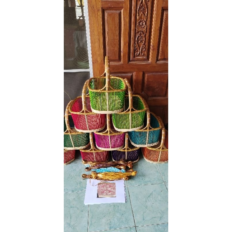 ชุดโครงตะกร้า ทรงรีเหลี่ยมขอบมน ขนาดใหญ่ L 11.5x13x7นิ้วคละสีส่ง