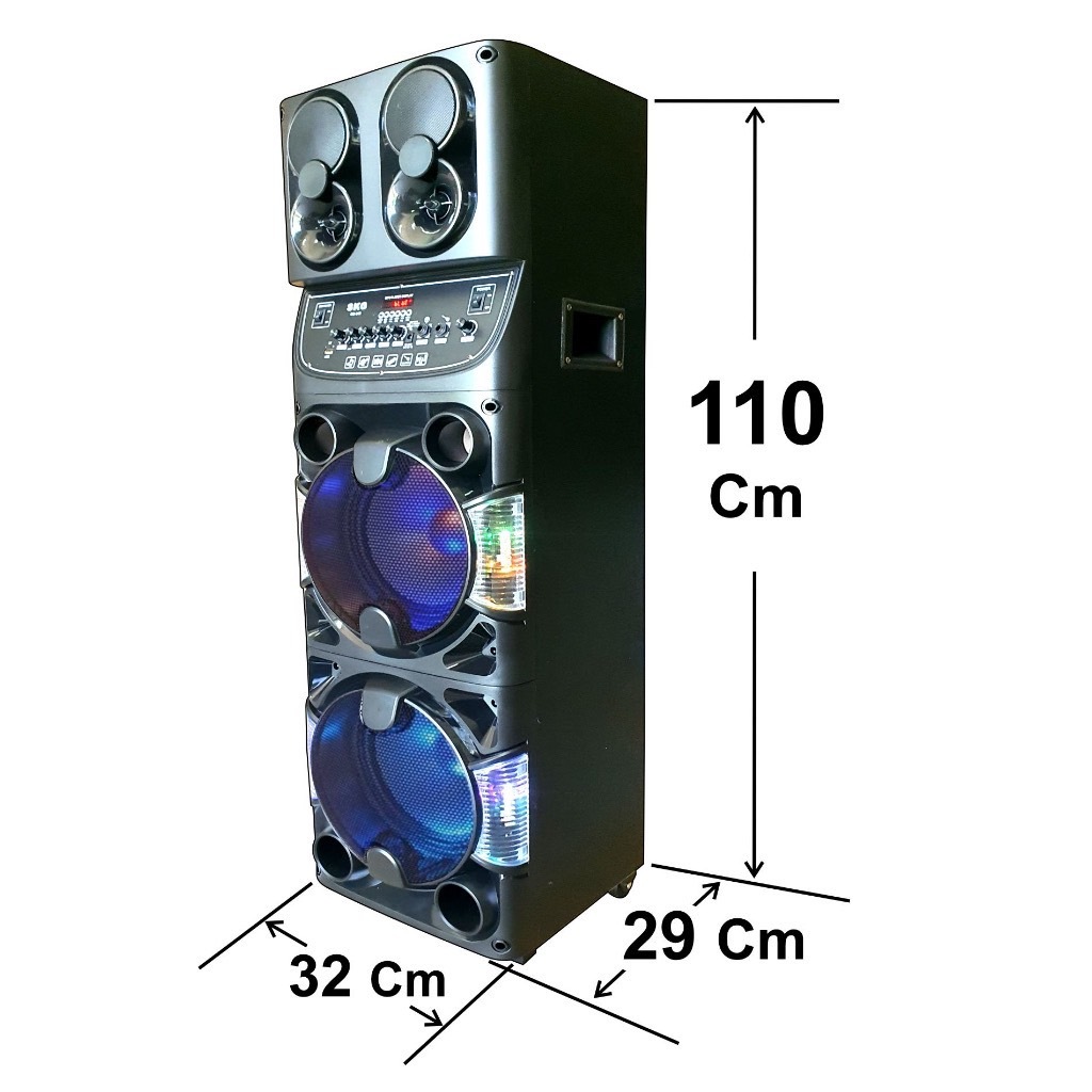 SKG ลำโพงล้อลาก 10 นิ้ว x 2 ดอก ไมค์ลอย 2 ตัว 9,000W P.M.P.O รุ่น KG-060  ไฟวิบวับ ปรับเสียงเอคโค่ได้ รับประกัน1 ปี