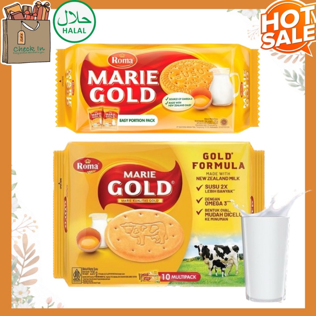 Roma Marie Gold​ Biscuit โรม่า แมรี่โกลด์ ​บิสกิตรสนม 200g จากอินโดนีเซีย 1​ ชิ้น มี 10 ​ซอง