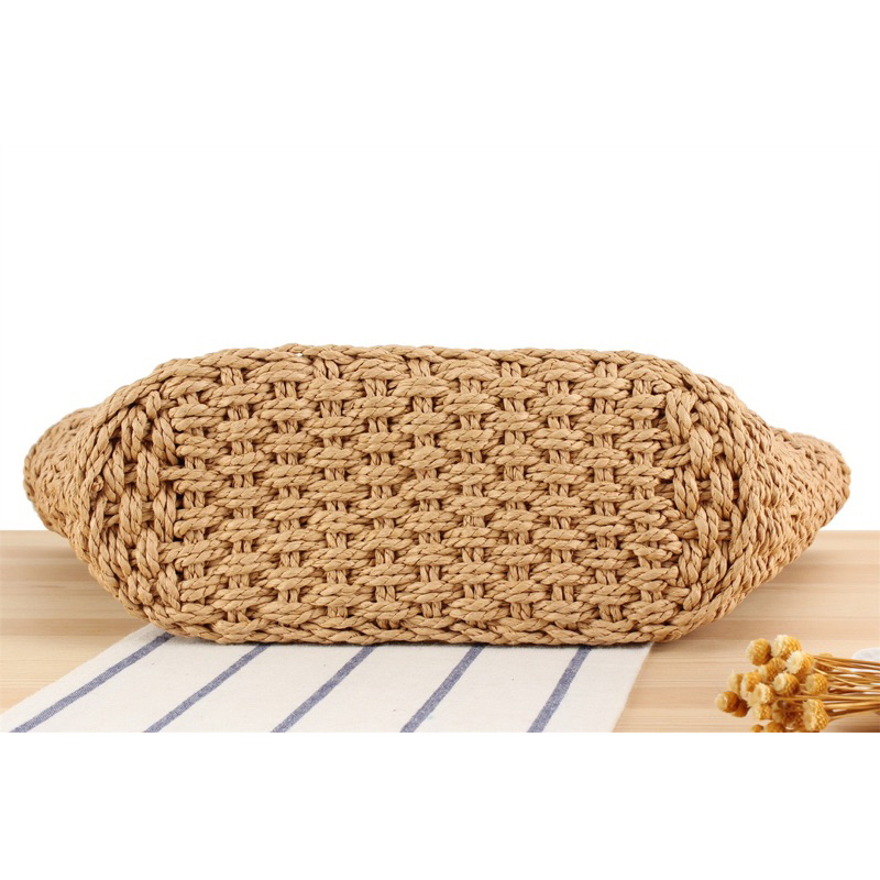 🔥S A L E🔥กระเป๋าสาน ลายตาราง สะพายไหล่ เย็บสายหนังเก๋ๆ มี 2 สี - รูปที่ 5