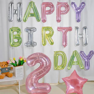 ( ร้านไทยส่งไว ส่งทุกวัน) เซตลูกโป่งวันเกิด ลูกโป่ง happy birthday ป้ายวันเกิด