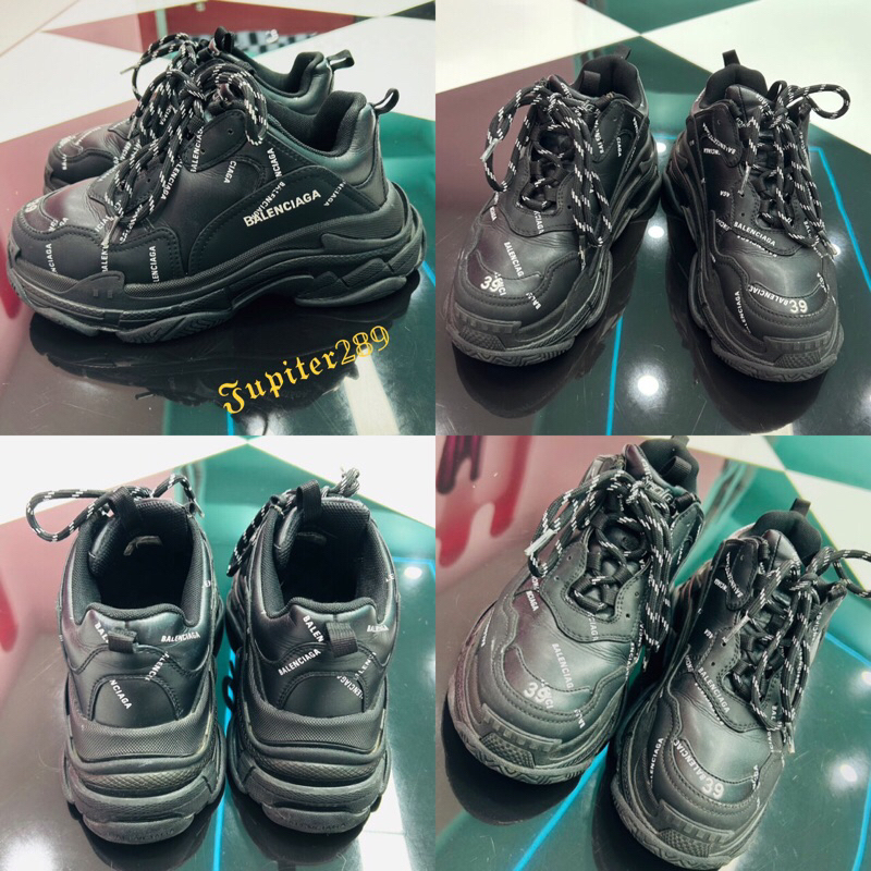 Balenciaga All Over Logo Triple S Black (Women's)524039 size 39