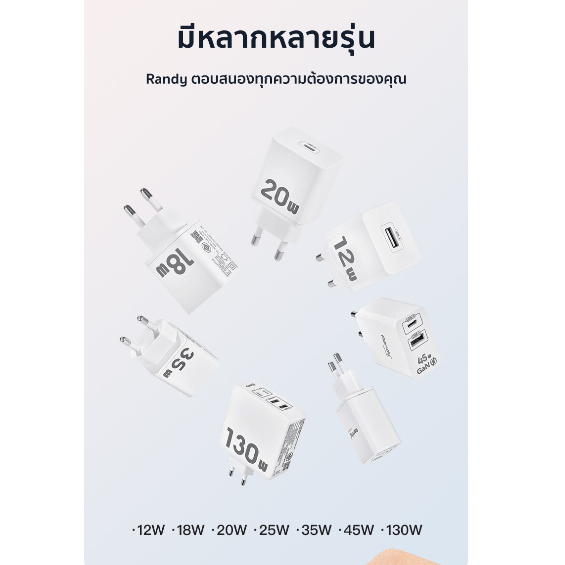 [ โค้ดลด ]Randy หัวชาร์จมือถือ อะแดปเตอร์ชาร์จเร็ว 45W Power Delivery Fast Charger Adapter  45 วัตต์ ราคา ถูกที่สุด ดีลบีเคเค แกลเลอรีภาพที่ 5