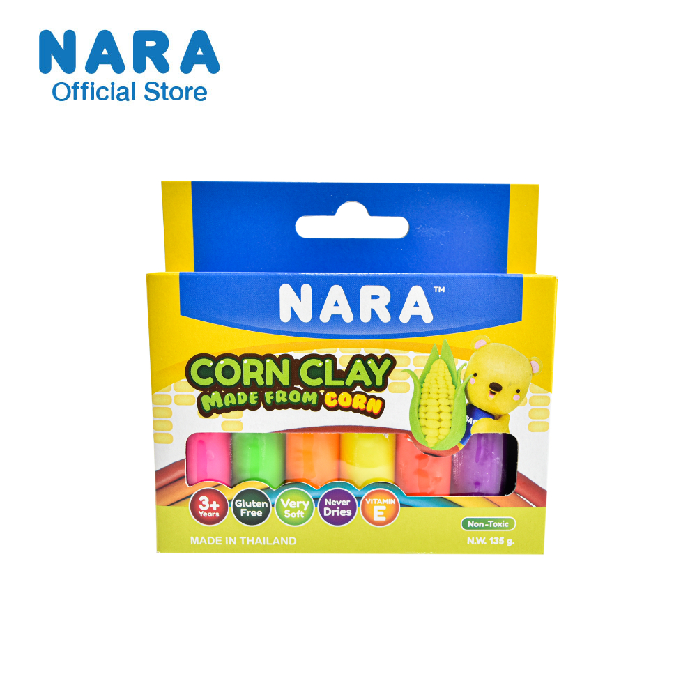 [ซื้อ1แถม1] NARA  CORN CLAY นาราดินน้ำมันทำจากแป้งข้าวโพด ขนาด 445 กรัม 12 สี
